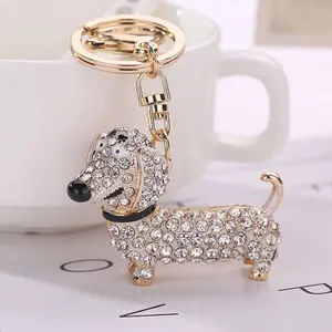 Dachshund Sausage Dog Keyring Keychain Bag Charm Bling Crystal