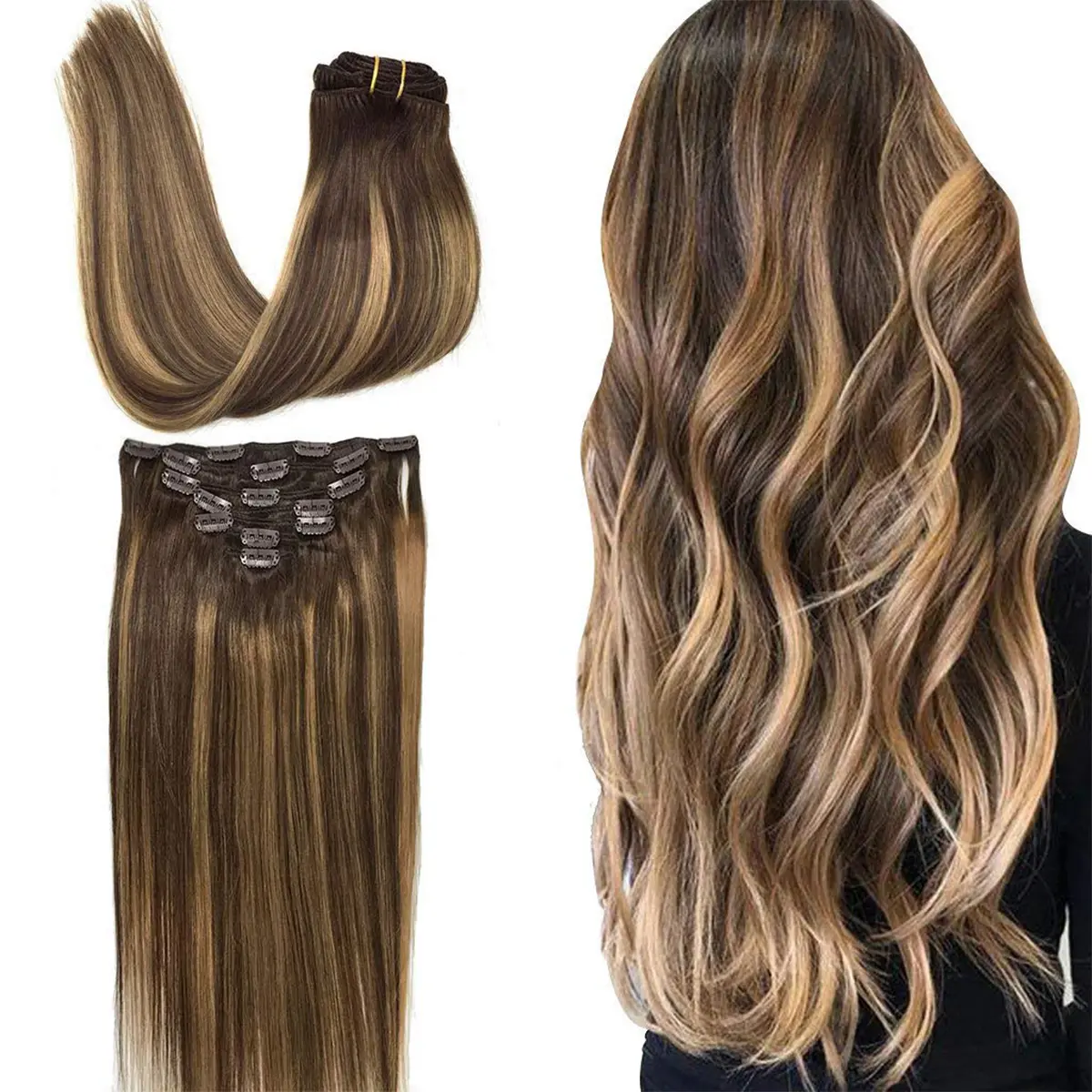 #4/27/4 Balayage Chocolate Brown to Caramel Blonde