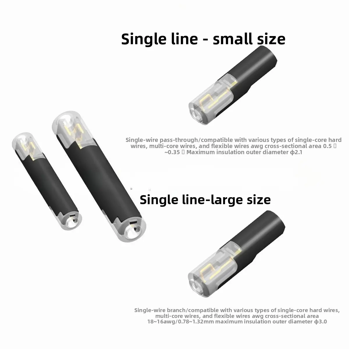 Pack of 50, cross-border 1P single-wire interplug connector D1 with lock, no stripping wire, no welding, pluggable terminal 1 square