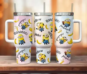 Funny Yellow Cartoon Character Design Tumbler 40oz, Bananas Powered Drinkware For Fans Cartoon Movie, Car Cup Portables, Movie Fan Birthday Gift | 100426.C15921.ID00