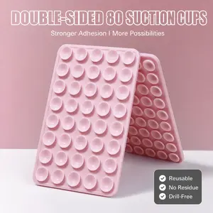 Double-Sided Silicone Suction Phone Holder - 80-Cup Waterproof Reusable Mount, Strong Vacuum Grip for All Smartphones, Android Cellphones, Workout Accessories & Pads