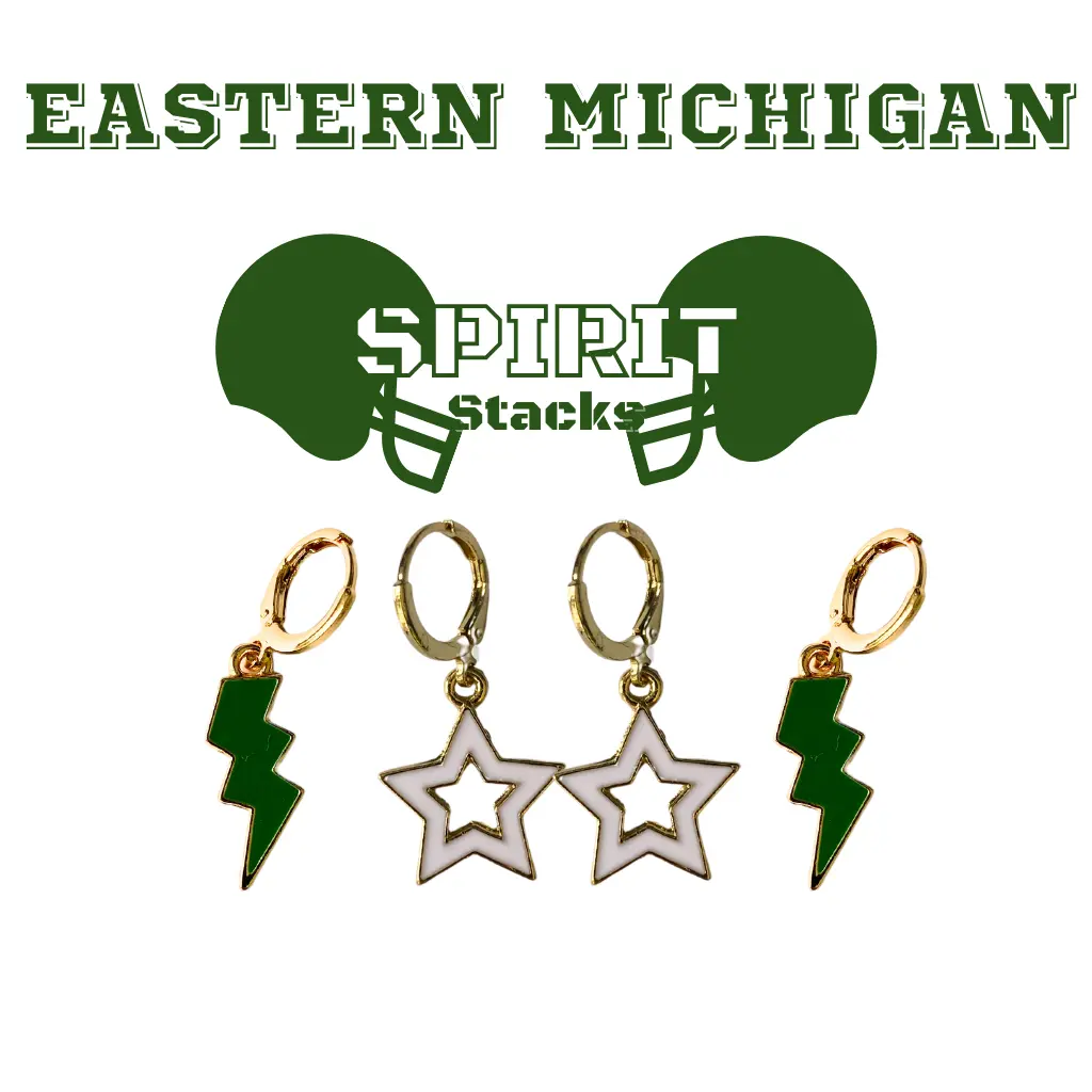 Eastern Michigan Spirit Earring Stack For Eagles Game Day