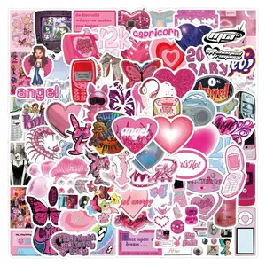 120pcs Retro Pink Y2K Stickers For Suitcase Skateboard Laptop Luggage Phone Car Styling DIY Decorative Decal Pegatinas