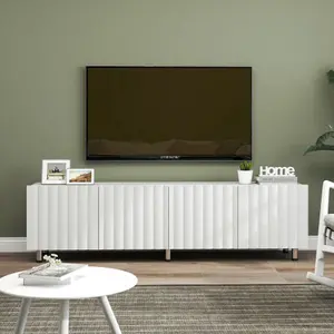 [Bellemave]TV Stand for 65+ Inch TV, Modern TV Stand for Living Room, Entertainment Center with Storage & 2 Drawers, TV Media Console Cabinet for Bedroom, White