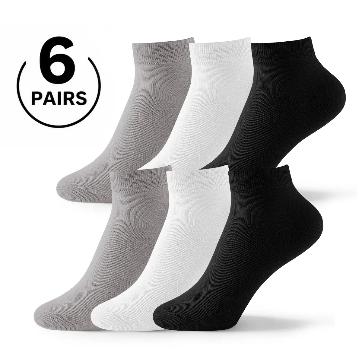 LUCKMEEY Women’s Cotton Ankle Socks, 6 Pairs Lightweight Breathable Low Cut Socks for Sneakers & Daily Wear