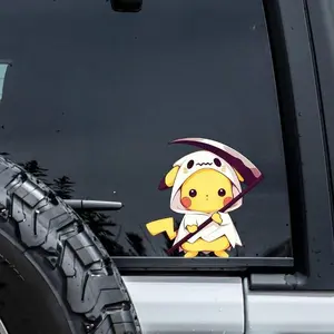 Pikachu and Mimikyu Peeker Sticker, Cute Anime Sticker | Waterproof Vinyl Decal for Laptop, Water Bottle, Car, Gamer Gift