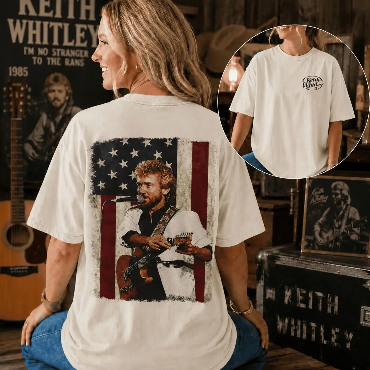 Vintage Keith Whitley Country Music Graphic Tee, American Flag Singer Fan Shirt, Retro Country Music T-Shirt, Classic Americana Graphic Apparel, Soft Cotton Unisex Tee, Vintage Western Style, Gift for Country Music Fans