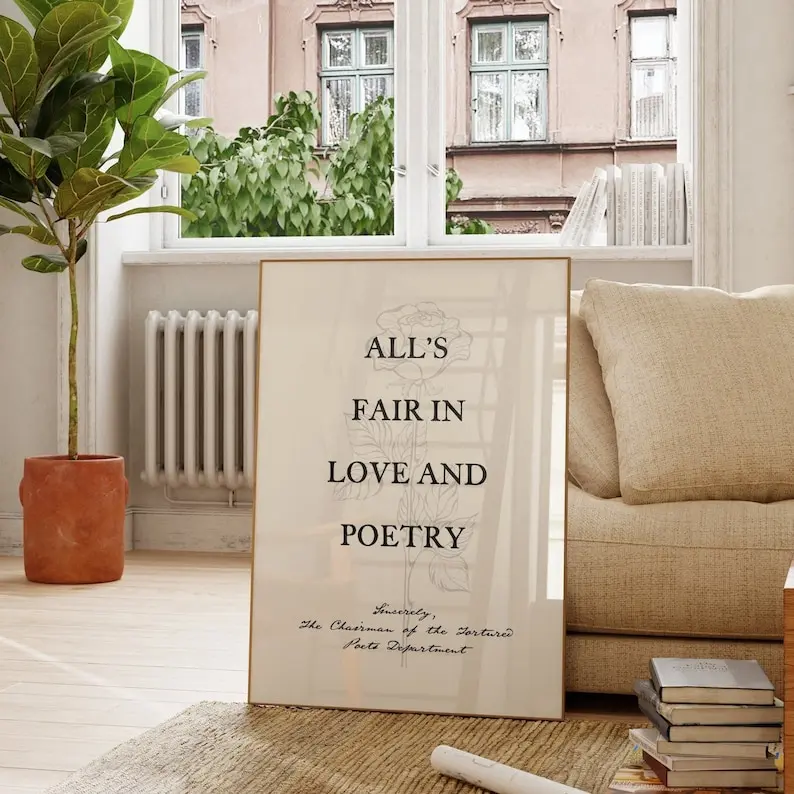 All’s Fair Poster In Love And Poetry Tortured Department Album TS Vintage minimalist gallery wall art For Fans bedroom dorm decor