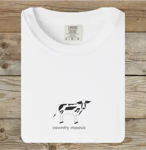 cowntry moosic with the shape of the state of Tennessee on the cow. Unisex Garment-Dyed T-shirt, Comfort Colors Tee, Music Lover Gift, Vintage Style Shirt, Concert Apparel