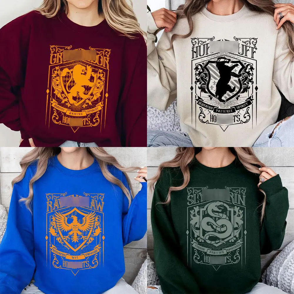 Wizard Hogwart House Varsity Collegiate Sweatshirt, Wizard School Shirt, HPotter Sweatshirt Gift, Harry Magic, Universal Studios Fan, Gifts For Family, Casual Outfits For Men Women, Fall & Winter Fashion