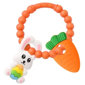 BPA-Free Silicone Bunny & Carrot Teething Toys – Infant Teethers for Babies 3 Months and Up, Perfect Easter Basket Stuffers, Easter Gift