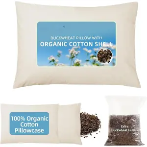 Buckwheat Pillow for Sleeping with Extra  Pillowcase and Hulls, 20"X26" Buckwheat Hull Pillow, Adjustable Height and Firmness, Firm  Support for Side Sleepers, Cool, White