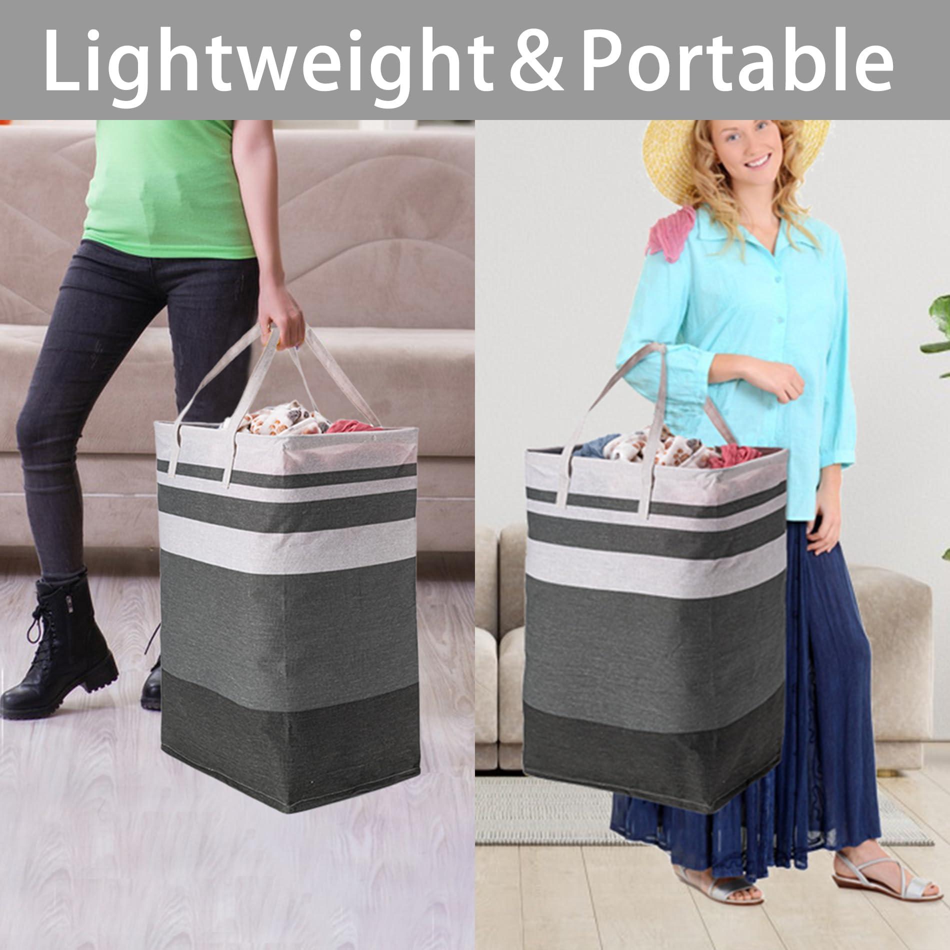 2/3 Pack Large Laundry Basket 75L - Waterproof Freestanding Clothes Hamper, Tall & Collapsible, Ideal for Laundry Toys and Dorm Use Cozy Home Living