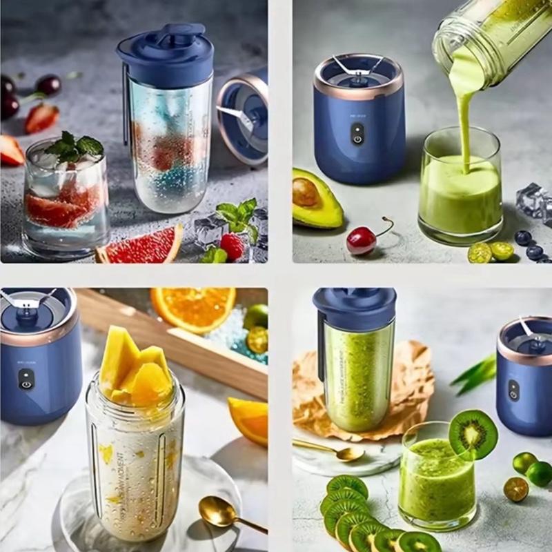 Multifunction 2 Cups Portable Fruit Juicer Blender 6 Blade Juice Mixer Mini Ice Blender USB Charging Wireless Juice Extractor