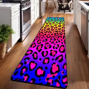 1PC， Colorful Leopard Print Pattern strip rugs, home décor, bathroom mats, entryway mats, bathroom non-slip mats, indoor entrance rugs, bedroom bedside mats, kitchen mats, hallway rugs, flannel sponge rugs, hallway runner rugs