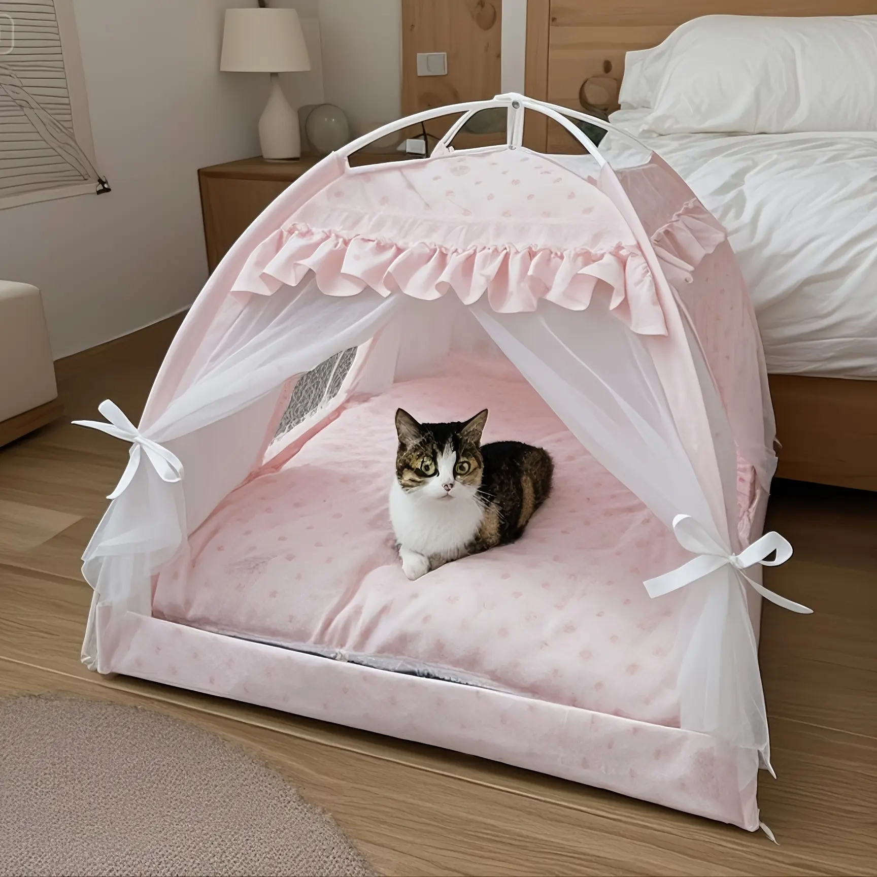 Lace Pet House - Soft-Sided Polyester Enclosed Kennel, Comfortable Bed Enclosure for Small to Medium Cats & Dogs with Other Versatile Uses