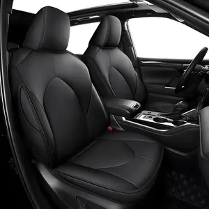 Airbag Compatible Seat Covers for Toyota Highlander 2020-2025 | Custom Fit 8 Passenger 3 Row Black | 2020-2024: 2nd Row 40/60 Split - Protects Seats- Easy Install