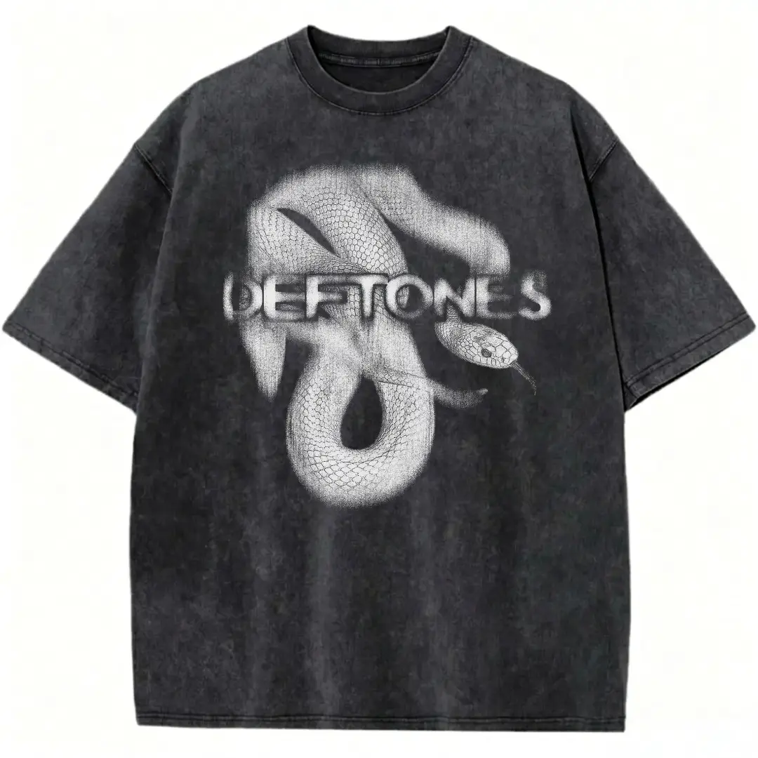 Unisex Gothic Streetwear T-Shirt, Vintage Washed Snake Graphic Printed Tops, Heavyweight Cotton Oversized Seamless Clothes, Apparel, Shortsleeve, Casual, Classic, Soft, Crew Neck, Oversized Tee, Tshirt