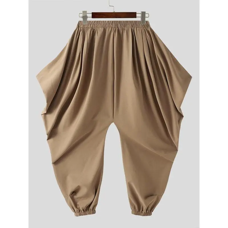 Mens Elastic Waist Ruffles Baggy Harem Trousers Fashion Loose Cargo Long Pants Casual Streetwear TrousersGift Mens Elastic Waist Ruffles Baggy Harem Trousers Fashion Loose Cargo Long Pants Casual Streetwear TrousersGift