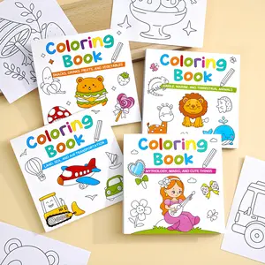 4 Piece Mini Coloring Books Set, 50 Pages Per Book Cartoon Doodle Drawing Color Book, Fun Art Supplies for Kids, Ideal for Daily Drawing, Travel, Bedtime Activities