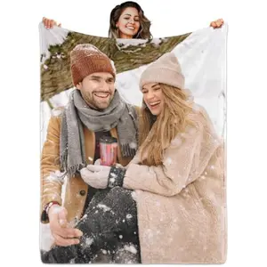 Eyesoul Custom Blanket with Picture Text, Personalized 1 Photo Blanket, HD Printing Customized Flannel Throw Blanket Gifts for Mom Dad Couple Girlfriend Boyfriend Wife Husband Gift