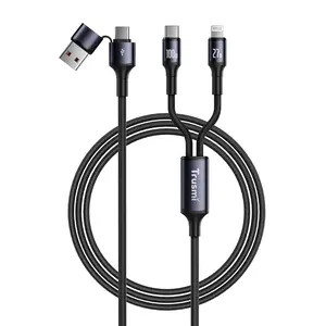 100W A/C to C/L PVC Aluminum Alloy Braided Cable Black 1.2M