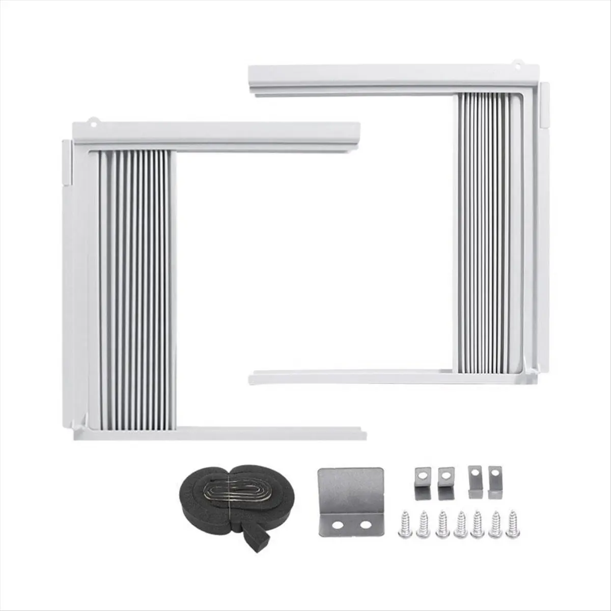PVC Vinyl Adjustable Window AC Side Panels - 1 Set (2 Pairs with Frame, 323x219mm) Clip-On Flat Type, Easy Install, Better Heat Insulation, Energy Efficiency, Dust Blocking, Wind Resistant for BTU Units, Wind Resistance