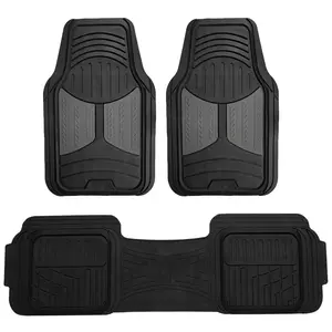 Automotive Floor Mats Full Set, Heavy-Duty Durable Trimmable Non-Slip Rubber Car Interior Accessory, Easy-to-Install Gray Mats for Cars