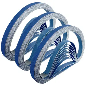 20 Piece Mixed Grain Zirconia Abrasive Sanding Belt 533x9 Mm (20.98x0.35 Inches) 60-320 Grit, Metal Polishing, Rust Removal, Woodworking