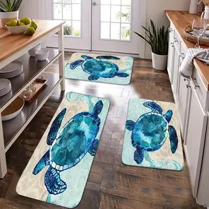 Sea Turtle Pattern Floor Mat, 1 Count Non-slip Soft Floor Carpet, Decorative Area Rug, Animal Print Rug, Stain Resistant Rug for Home Living Room Bedroom Kitchen Bathroom Hotel