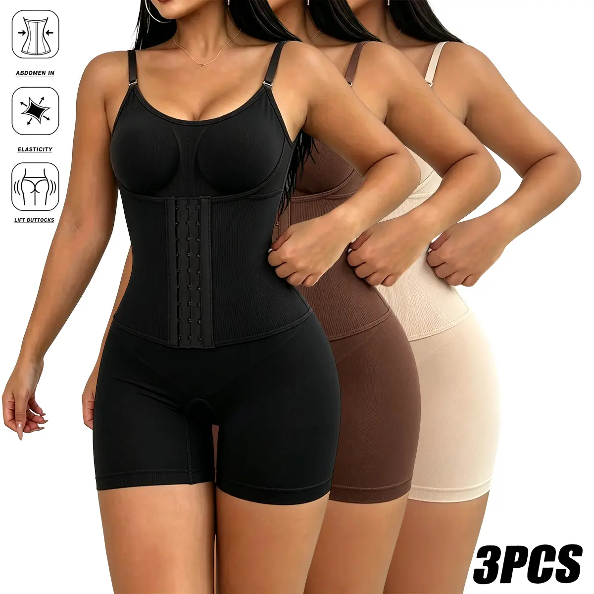 Women’s one-piece shapewear made from high-stretch fabric that can smooth abdominal fat, provide tummy control, lift the bust, cinch the waist, and enhance the buttocks for a more sculpted figure. Breathable while also lifting the hips and optimizing the