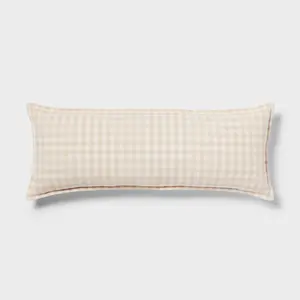 Trad Gingham OS Oblong Dec Pillow Khaki/Ivory - Threshold