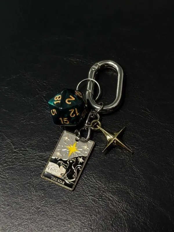 The Star Tarot Keychain Bag Charm | Major Arcana Symbol | Metal Texture Multi-Charm Design | Lucky Everyday Accessory | Meaningful Gift