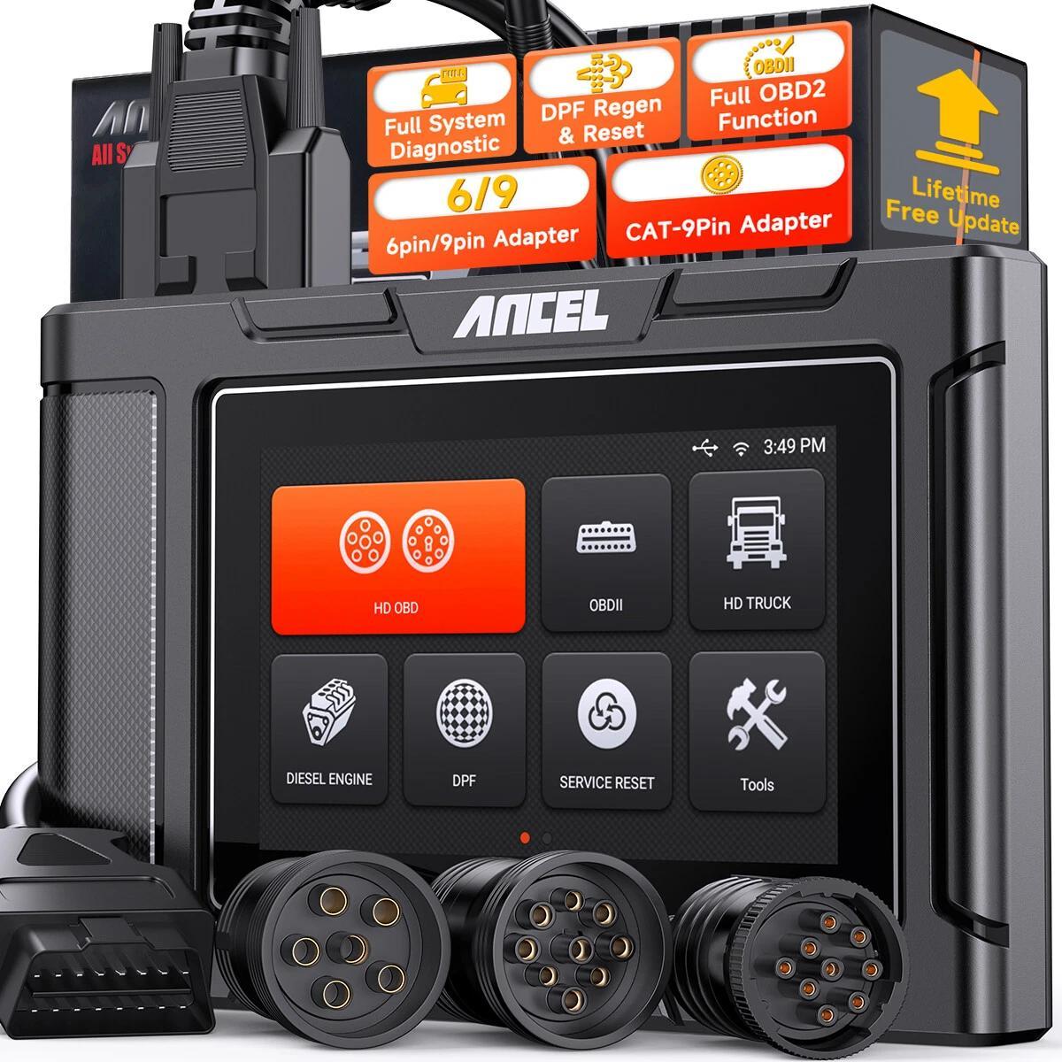 ANCEL HD3400 Heavy Duty Truck Scanner – Diesel DPF Regen & All System Diagnostic Tool for Cummins, CAT, Paccar, Detroit