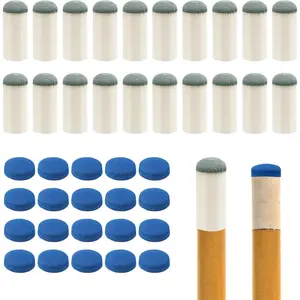 20pcs Slip On Pool Cue Tips and 20 Leather Pool Cue Tips, 0.47 Inch Pool Cue Stick Tips Billiard Cue Stick Replacement Tip for Pool Cues