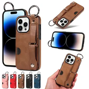 Suitable for Apple iPhone 17/16/15... series  Samsung Galaxy S25/S24... series  and A55/A52... series featuring an adjustable strap design flip leather cases with card holders and business-style cases with card slots