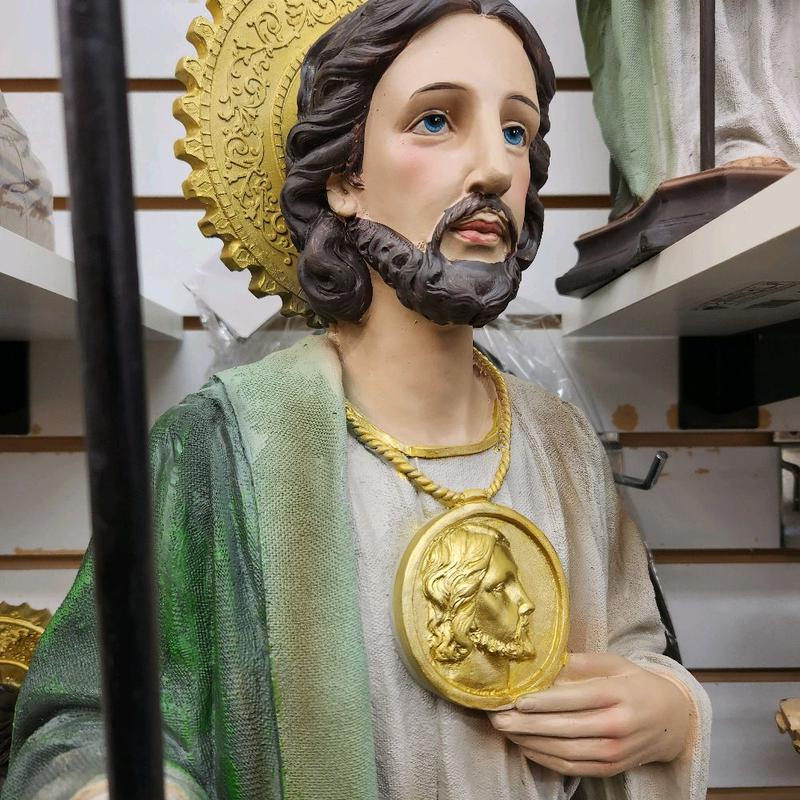 San Judas 36"inches Tall / 3 Feet Canvas Texture Statue - St Jude Standing Figure in Box - New and Unopened - Religious Decor Saint Jude Tadeo