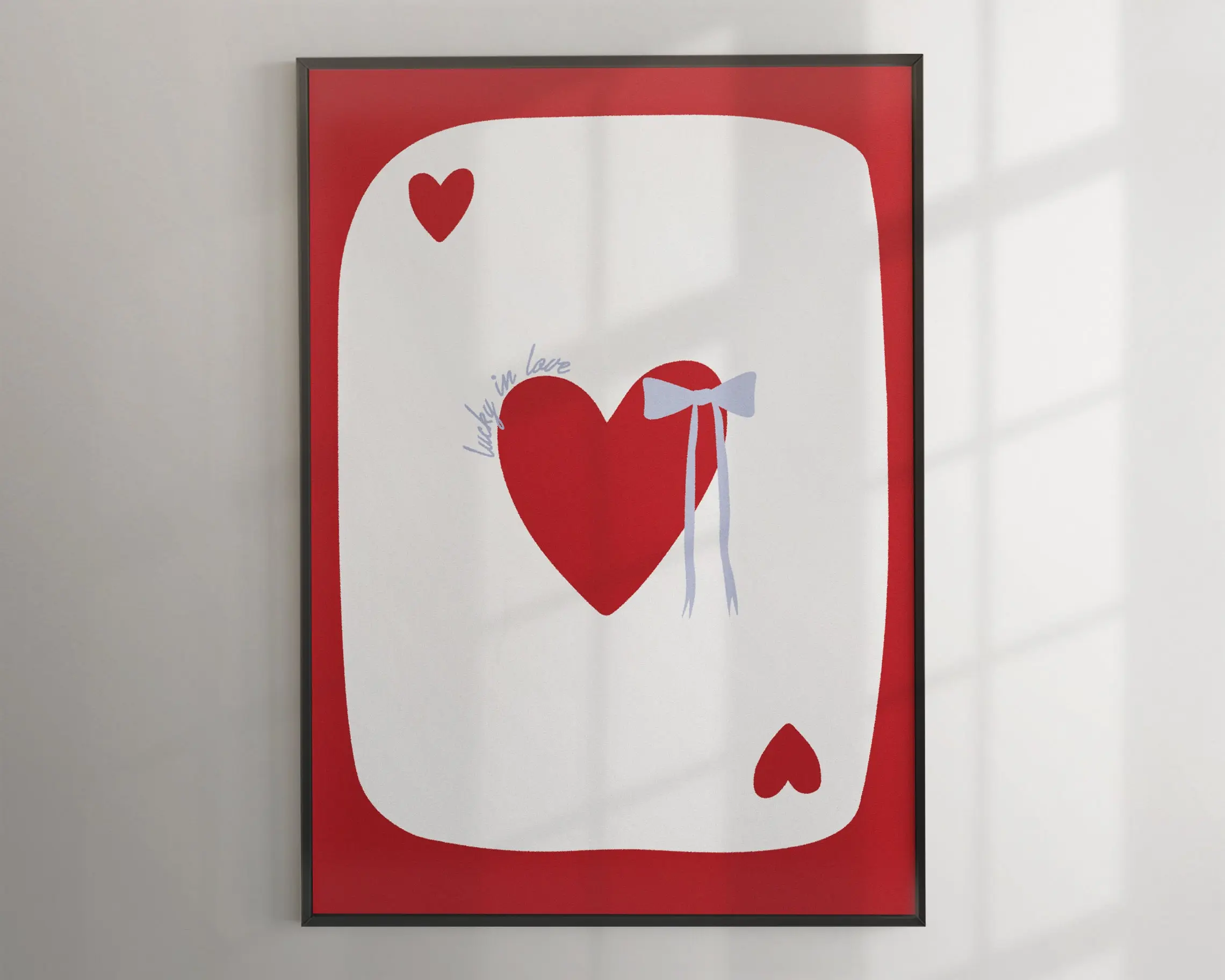 Lucky In Love Bow Trendy Print, Trendy Wall Poster, Aesthetic Poster Set, Cards Wall Art Decor, Valentines Day Print, Poster Prints No Framed, Gifts For Him, Bedroom Decor, Wall Art Home Decor, Big Wall Art, Gifts For Valentine's Day