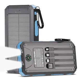 Solar Charger Power Bank 20000mAh, Portable Charger, 4 Cables 3 Ports Fast Charging External Battery Pack with USB C for Cell Phones, Solar Panel Charger with Dual Flashlight for Camping power bank power bank charger battery power bank