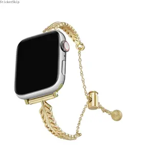 2026NEWRose Gold Fishbone Apple Watch Band - Adjustable Hollow Leaf Metal Bracelet for Women, Fits iWatch Series 10 9 8 7 6 SE Ultra, Elegant Wristband for Daily & Date Nights