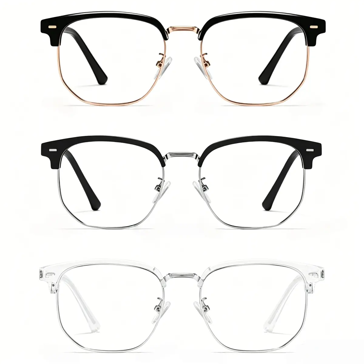 Unisex Classic Rectangle Optical Eyewear - Black-Gold Full Rim Black Frames, Anti-UV Anti-Blue Light Blocking Men's Frames for Computer Use, Anti Uv Blue Light Blocking Men's Frames