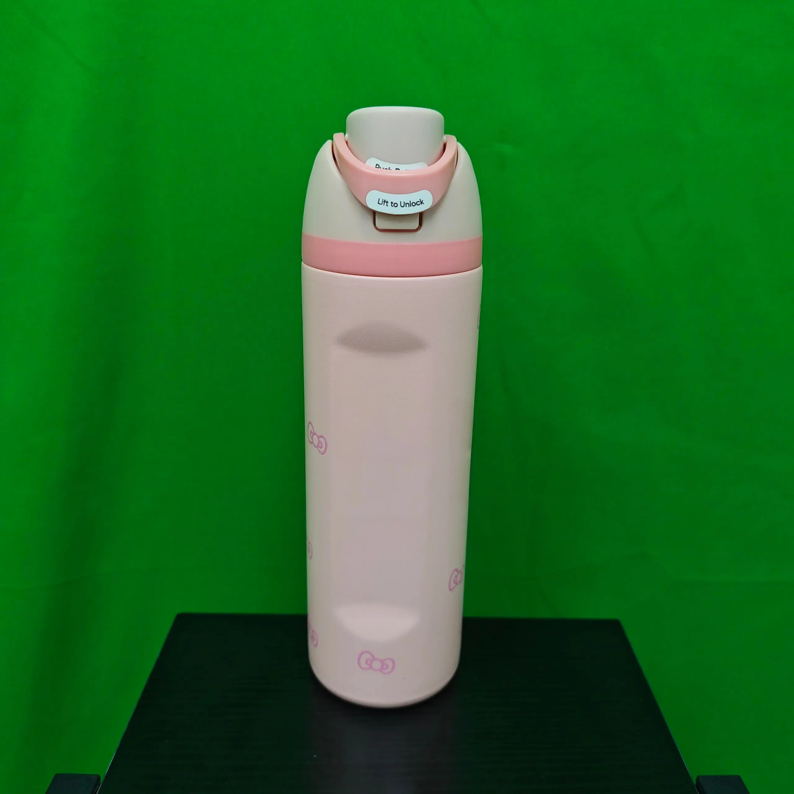 24oz Pastel Pink Bow Accent Insulated Water Bottle, Safety Lock Flip Spout Design for Daily Carry