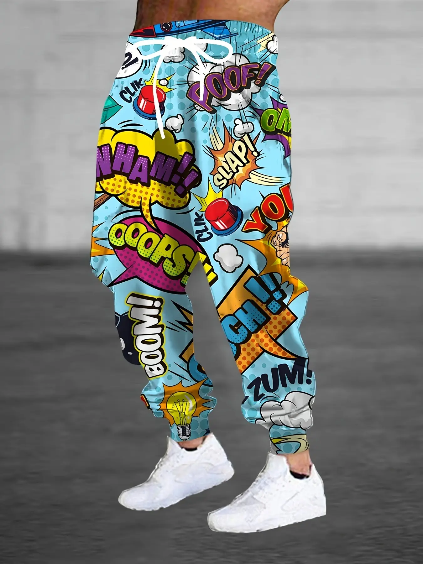Men's 3D cartoon printed jogging pants, Athleisure track pants, suitable for outdoor activities, with cartoon-style prints, Athleisure Fitness Pants, Athleisure Style Bottoms