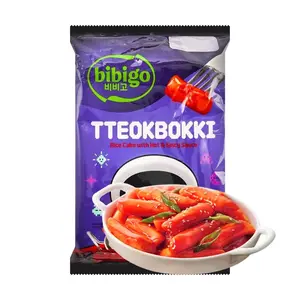 BIBIGO Korean Spicy Stir-Fried Rice Cake Strips 360g - Instant Tteokbokki Snack