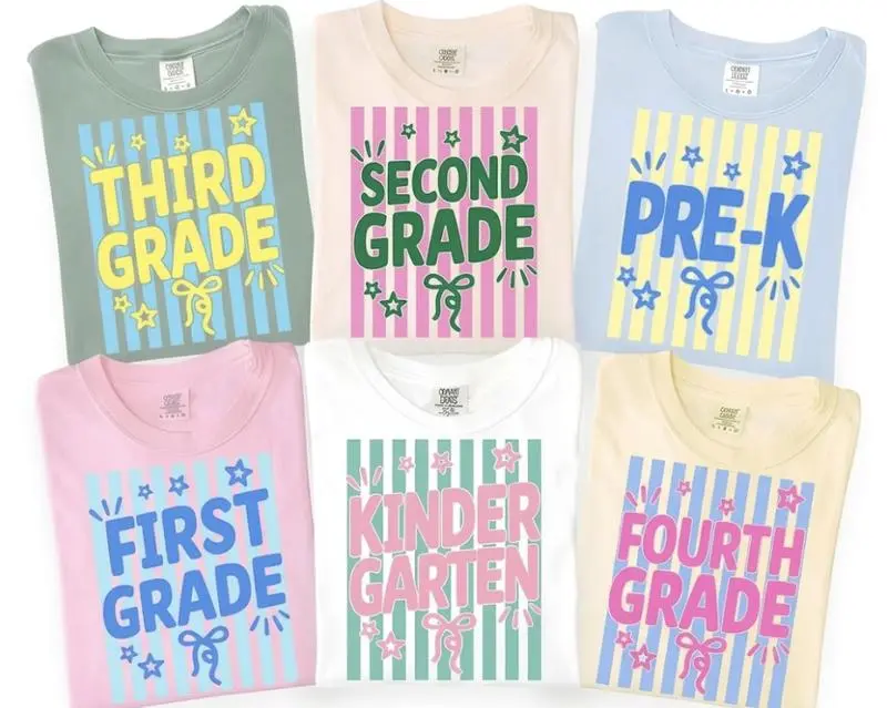 Comfort Colors Coquette Back To School Shirt, Pre-K Kindergarten 1st 2nd 3rd 4th Grade Tee, Striped Floral School Shirt, Full Size, Full Color, Back To School Gift, Back To School Shirt