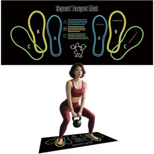 Squat Guide Mat Exercise Mat with Position Markers for Leg Ab Workouts Knee Protection Non Slip Surface Portable Home Gym Equipment for Men and Women