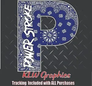 Powerstroke P Blue Print Full Color Decal Sticker Turbo Diesel Truck 6.7 7.3 Crew Double Cab