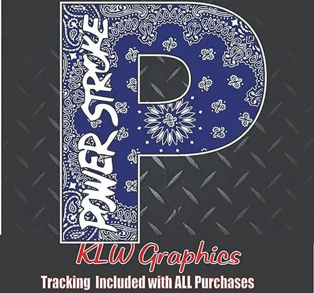 Powerstroke P Blue Print Full Color Decal Sticker Turbo Diesel Truck 6.7 7.3 Crew Double Cab