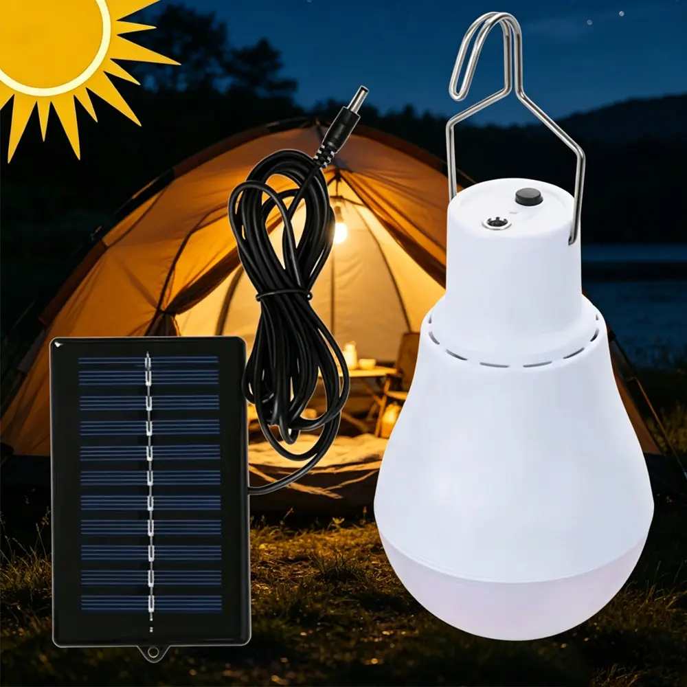 Tempomind  Portable Solar-powered LED Hanging Light Bulb Suitable for Camping Tents, Night Markets, Power Outages, Portable Lighting Device for use in Courtyards
