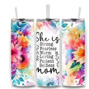 Mom affirmation 20oz Stainless Steel Tumbler Durable Eco-Friendly 20-ounce Straight Tumbler with Customizable Prints for Hot or Cold Drinks